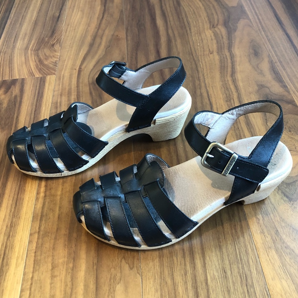 Dansko Black Leather Mules